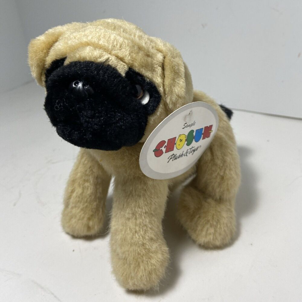 Chosun Salesman Sample Pug Dog Plush Stuffed Animal 7 Inch Brown Tan Puppy Tags